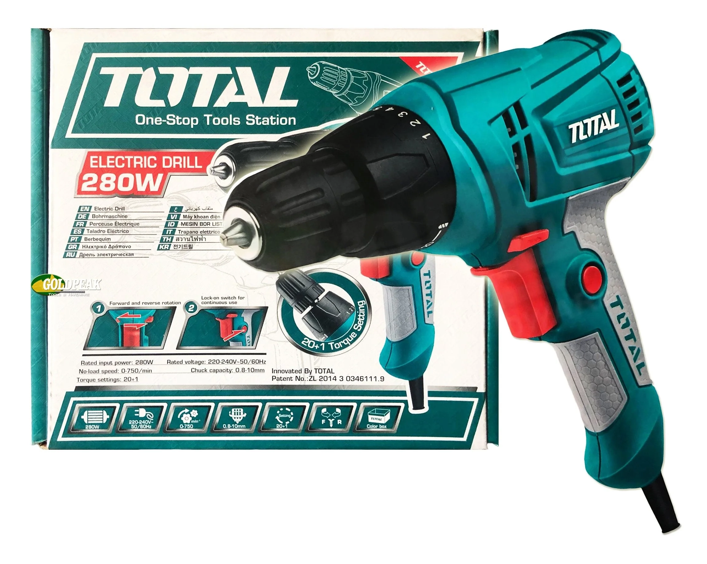 perceuse-électrique---total---td502106---280-w---06-mois-de-garantie