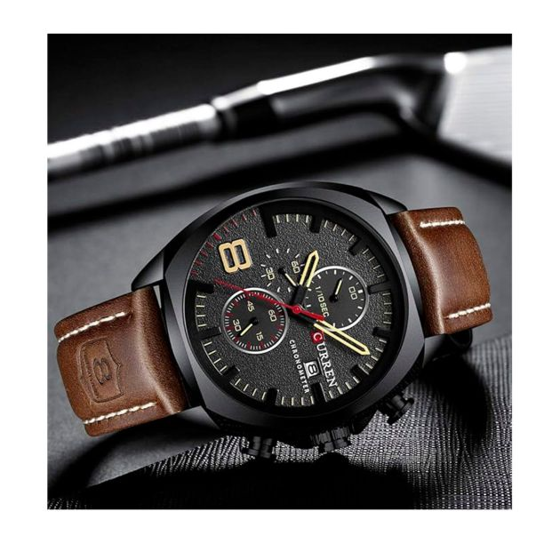 montres-à-bracelet-en-cuir-pour-hommes---classique---acier-inoxydable-étanche--chronographe---montre-à-quartz-analogique