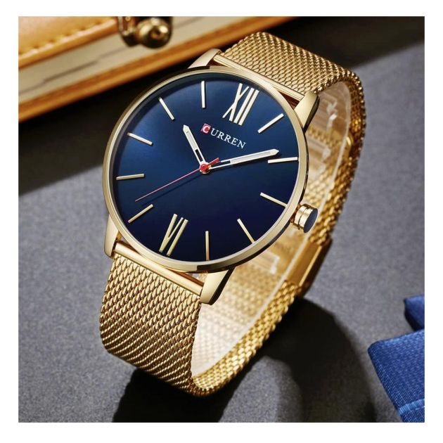 montre-homme-étanche---curren---acier-inoxydable-pour-homme---doré-et-noir