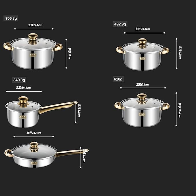 lot-de-12-casseroles-et-poêles-en-acier-inoxydable,-avec-poignées-qui-restent-froides