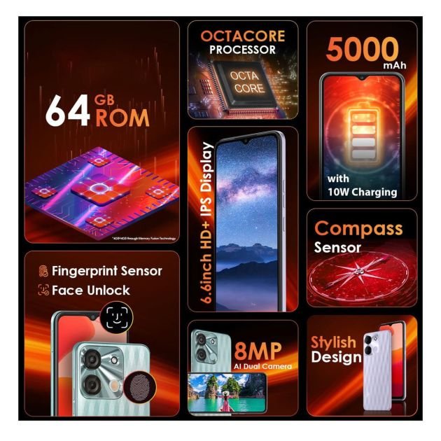 itel-a60s---64-go/4go-ram---6.6"---2-nano-sim---8mp+0.8-mp/5mp---5000mah---empreinte-digitale