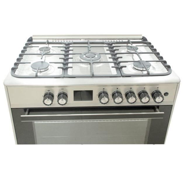 cuisinière-à-gaz---super-flame---full-option---5-feux---60-x-90-cm---sf-fg9502gbzg---grand-four---avec-panneau-de-commande-numérique---inox---garantie-6-mois