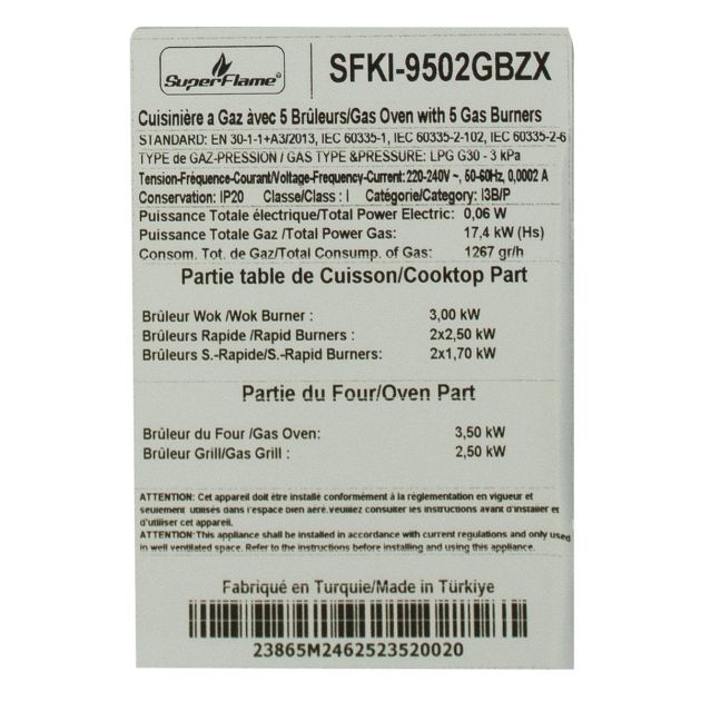 cuisinière-à-gaz---super-flame---full-option---5-feux---60-x-90-cm---sf-fg9502gbzx---grand-four---avec-panneau-de-commande-numérique---rouge---garantie-6-mois