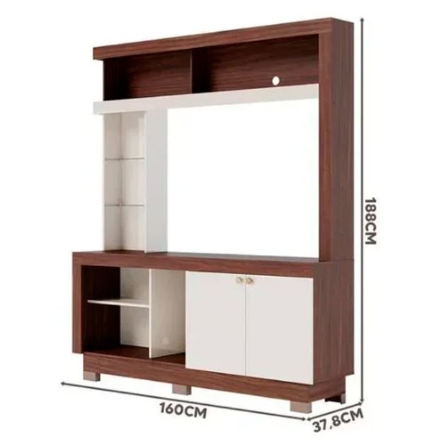 meuble-tv---estante-valenca---mt-2617---jusqu'à-50-pouces---bois-brun/blanc-cassé