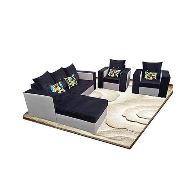 salon-en-velours-avec-canapé-d'angle---5-places---noir