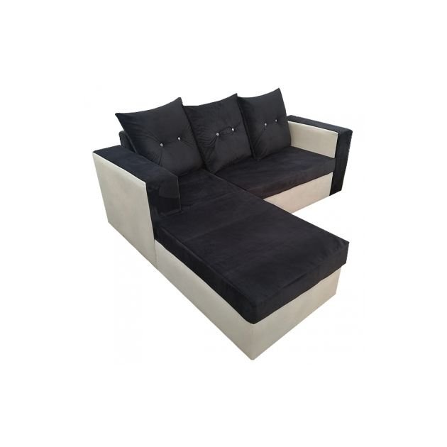 canapé-d'angle-en-velours,-5-places,-couleur-noir/gris