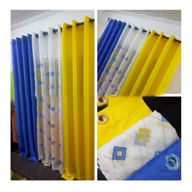 lot-de-2-rideaux-occultant-lourd---voilage-transparent---140-cm-x-250-cm---jaune/bleu