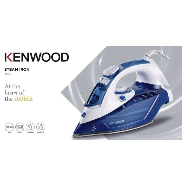 fer-a-repasser-à-vapeur-kenwood-stp75.000wb-avec-semelle-en-céramique---2600w---350ml---bleu/blanc---3-mois