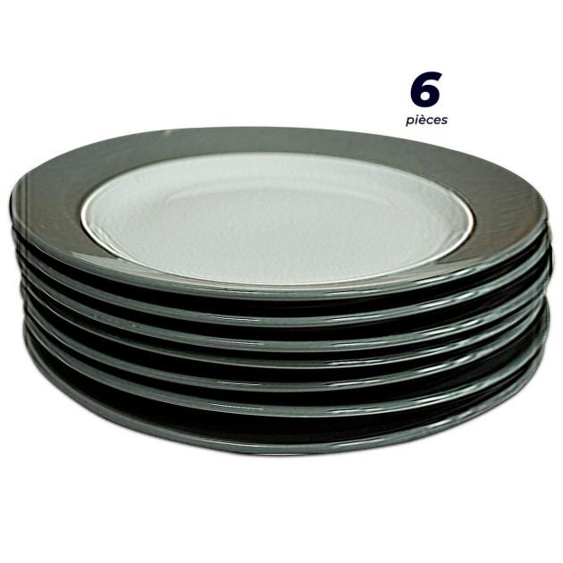 assiettes-rondes---lot-de-6-pièces---assiette-10.5-peinte-à-la-main---blanc/gris