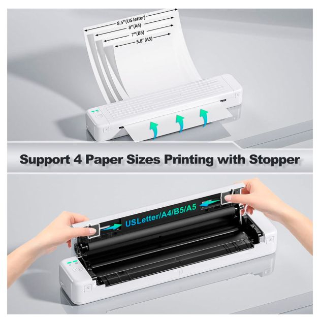 imprimante-portable-sans-fil---itari-p831---bluetooth---sans-encre-300-dpi---pour-papier-de-copie-a4---6-mois