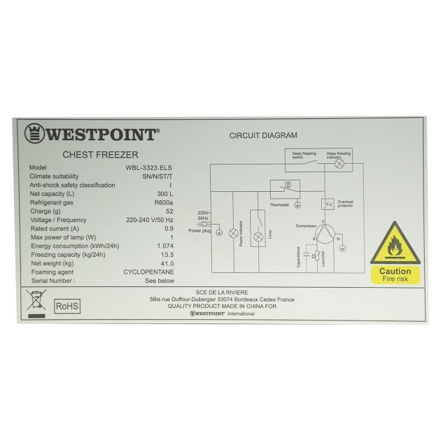 congélateur-coffre-westpoint---300-litres---wbl-3323els---faible-nuisance-sonore---standard-gris-foncé---garantie-6-mois