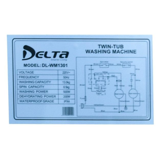 machine-à-laver-semi-automatique-delta-13kg---dl-wm1301---06-mois-de-garantie