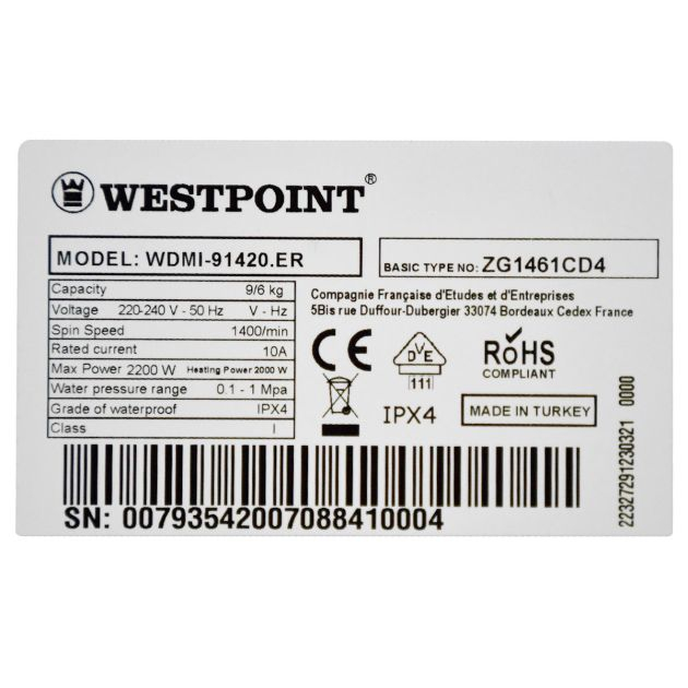 machine-à-laver-westpoint-9/6kg---wdmi-91420.er---06-mois-de-garantie