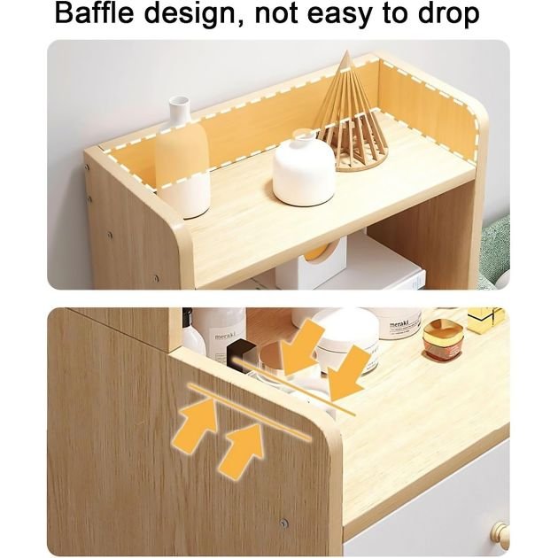 table-de-chevet-haute-moderne---avec-compartiment-de-rangement---blanc/marron