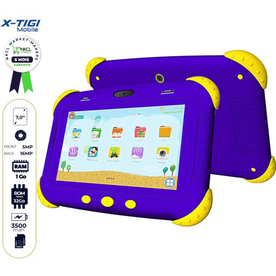 tablette-x-tigi-kids-7-pro---32-go---1-go-ram---7.0”-wsvga---android-8.1---3500mah---garantie-6-mois