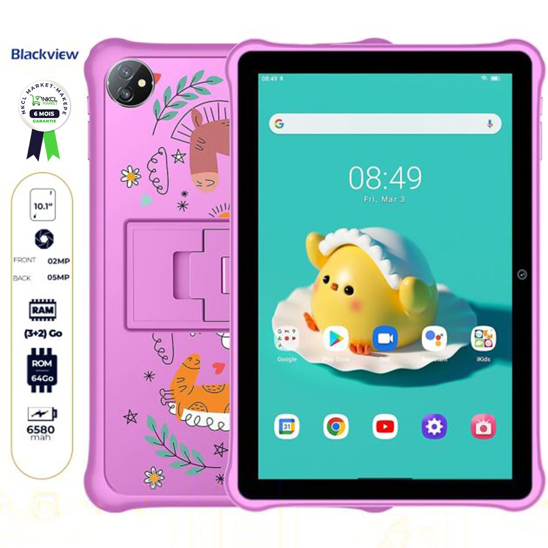 tablette-blackview-tab-a7-kids---10,1"---64-go---3-go-+-2-go-ram-extensible---5-mp/2-mp---wifi---6580-mah---garantie-6-mois