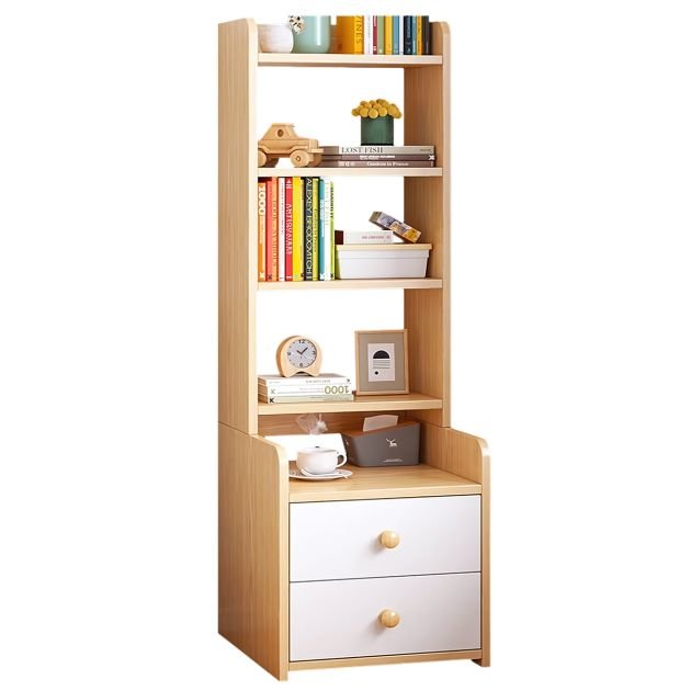 table-de-chevet-haute-moderne---avec-compartiment-de-rangement---blanc/marron