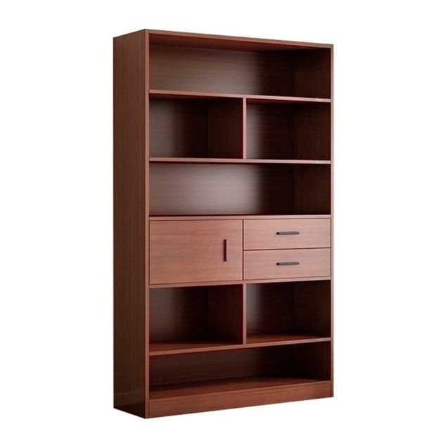 bibliothèque-verticale-moderne-en-bois-avec-armoire---marron---assemblage-partiel-requis