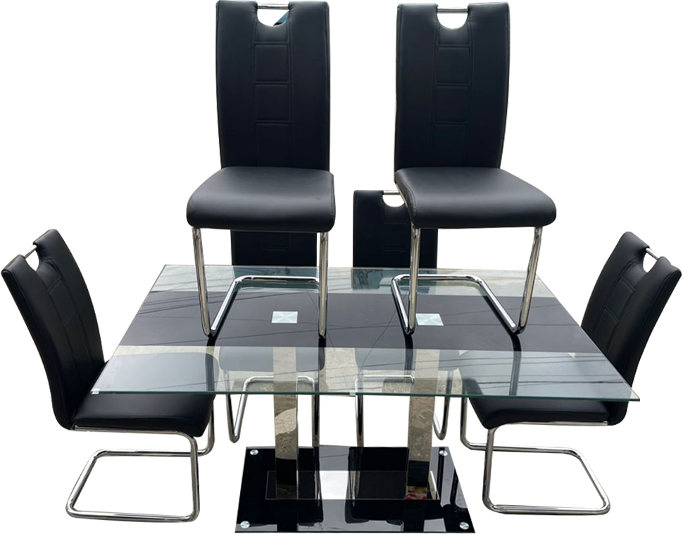 salle-à-manger-moderne-6-places-–-verre-&-simili-cuir-noir