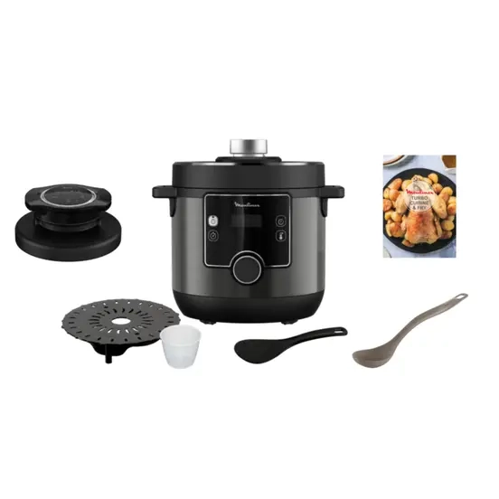 multi-cuiseur-haute-pression-et-friteuse-sans-huile---turbo-cuisine---moulinex---ce778810---1450-watts---7,6-litres---noir---garantie-3-mois