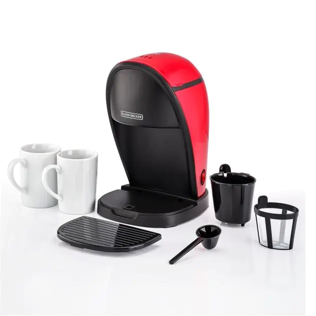 cafetière-espresso--machine-à-café-avec-option-02-tasses-simultanés---black-&-decker---dcm48-b5---450-watts---réservoir-d'eau-250-ml---rouge-noir---3-mois