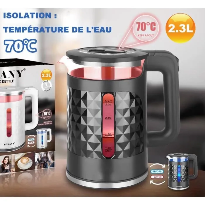 bouilloire-électrique---2,3-litres---royal-swiss---rs-ek-10---1500-watts---noir---garantie-3-mois