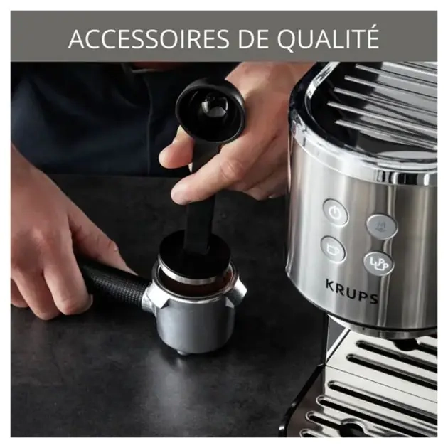 machine-à-café---virtuoso---krups---xp442c11---1450-watts---15-bar---1-litres---argent-noir---garantie-3-mois