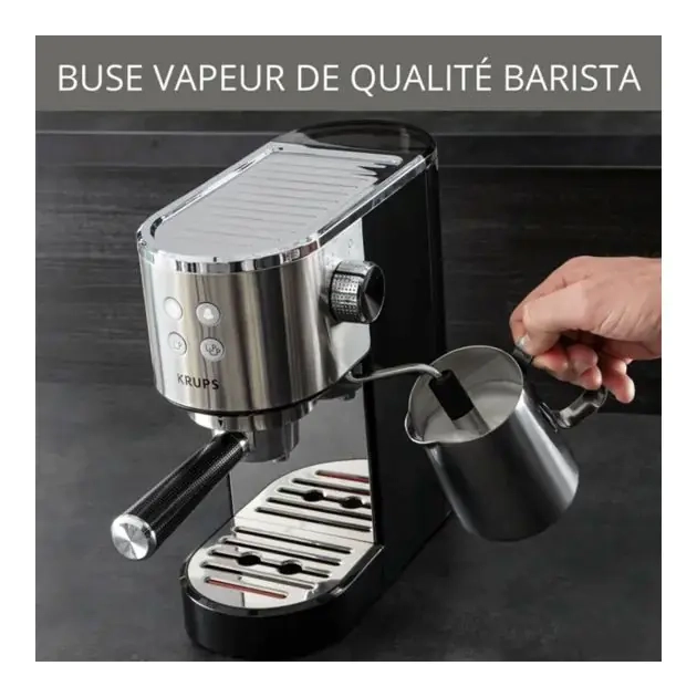 machine-à-café---virtuoso---krups---xp442c11---1450-watts---15-bar---1-litres---argent-noir---garantie-3-mois