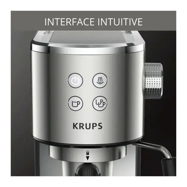 machine-à-café---virtuoso---krups---xp442c11---1450-watts---15-bar---1-litres---argent-noir---garantie-3-mois