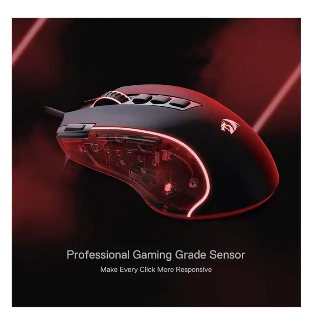 souris-filaire-gaming-redragon,-predator-dpi-11-boutons-programmables-500---8000-dpi