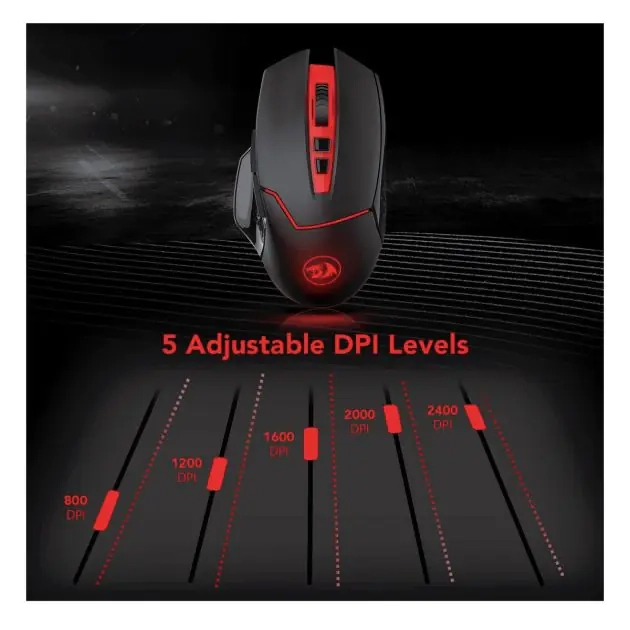 souris-gaming-sans-fil-redragon---m690-1-avec-changement-de-dpi,-2-boutons-latéraux-,-2400-dpi,-design-ergonomique-et-7-boutons-noirs