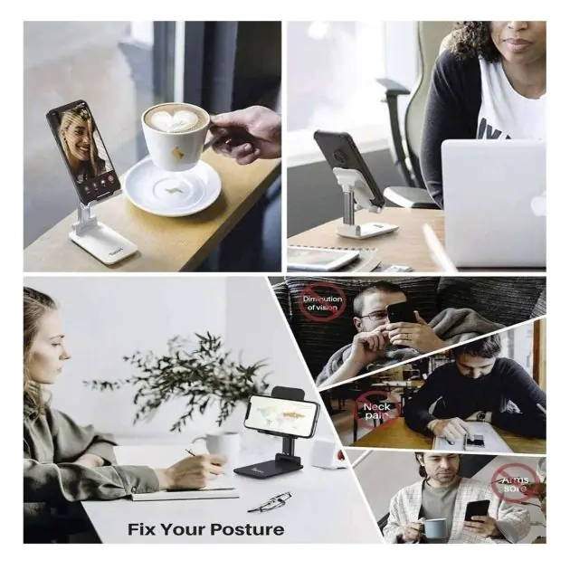 support-de-téléphone-portable-et-tablette-tycom-pliable---support-réglable-pour-bureau