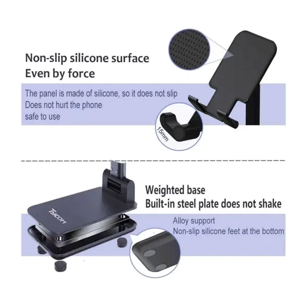 support-de-téléphone-portable-et-tablette-tycom-pliable---support-réglable-pour-bureau