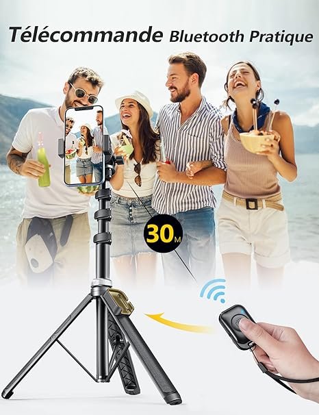 trépied-selfie-stick---eocean---140cm-compatible-iphone-téléphone-android---avec-télécommande-rechargeable-et-kit-de-connecteur-d'appareil-photo,-portable-et-compact