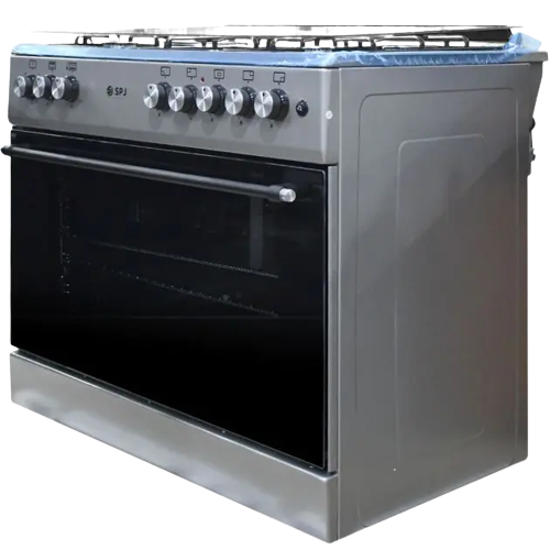 cuisinière-a-gaz---5-feux---spj---fsg906-pg---90-x-60-cm---grand-four-grill---gris---6-mois