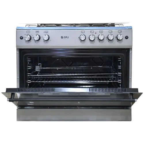 cuisinière-a-gaz---5-feux---spj---fsg906-pg---90-x-60-cm---grand-four-grill---gris---6-mois