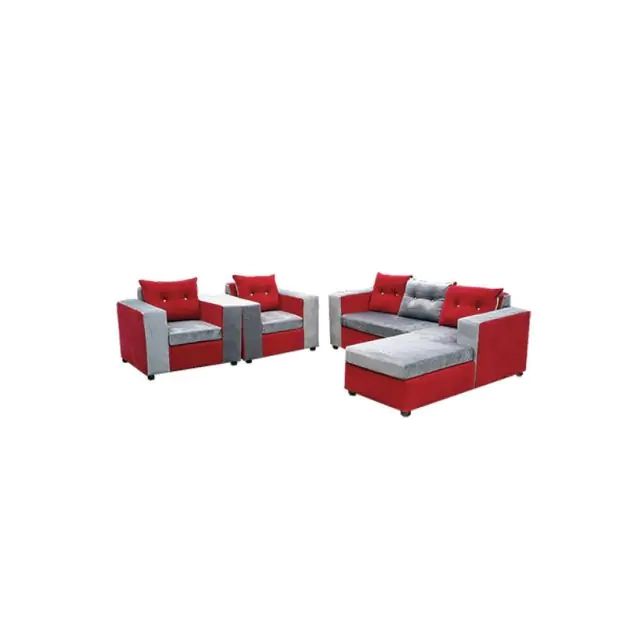 salon-d'angle-moderne-+-2-fauteuils---05-places---velours---rouge-gris