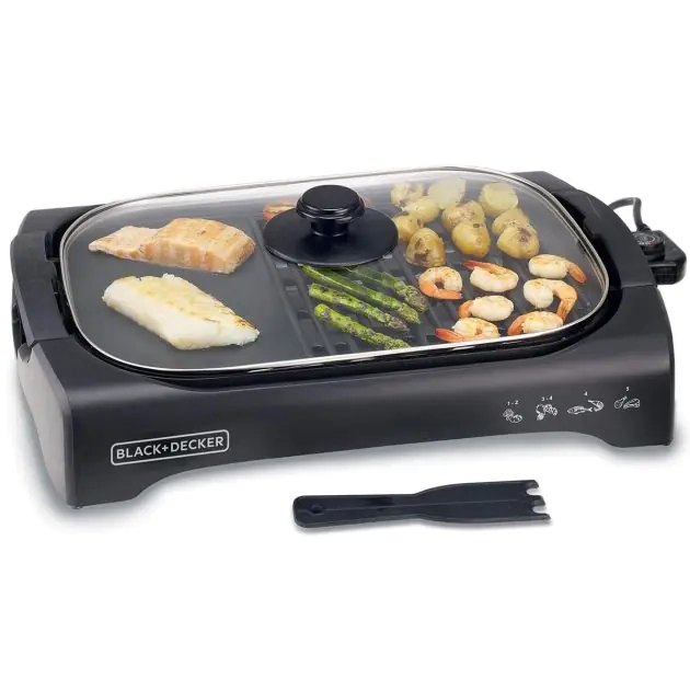 grill-barbecue-electrique-anti-adhésive-avec-couvercle---black&-decker---lgm70-b5---2200-watts---noir---garantie-03-mois