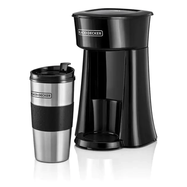 machine-à-café-cafetière-avec-mug-de-voyage---black-&-decker---dct10-b5---650-watts---350-ml---noir-argent