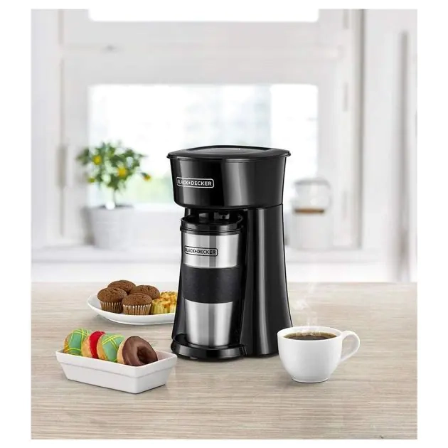 machine-à-café-cafetière-avec-mug-de-voyage---black-&-decker---dct10-b5---650-watts---350-ml---noir-argent