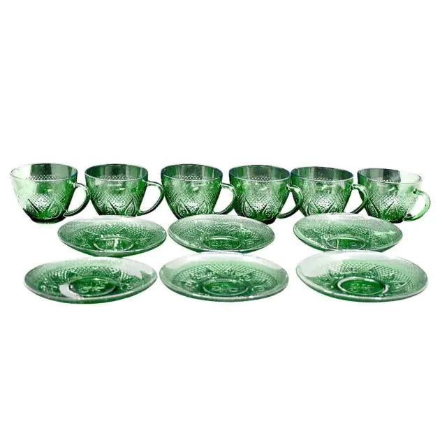tasses-et-sous-tasses-en-verre-12-pièces---vert---bbc-borneo
