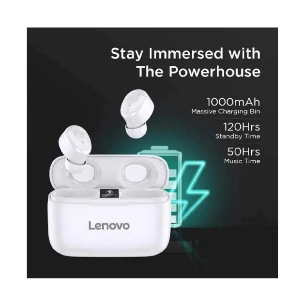 Écouteurs-bluetooth-sans-fil-lenovo-ht18---charge-rapide-type-c---réduction-de-bruit-passive---garantie-6-mois