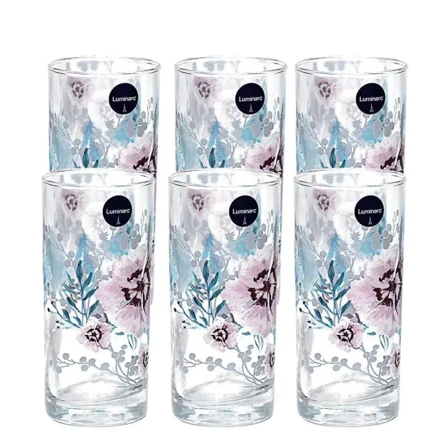 ensemble-de-verres-+-carafe-ultra-résistant-à-motif-fluerie-rose-(jus,-eau-et-cocktail)---luminarc-sabline---7-pieces---27cl---1,6l