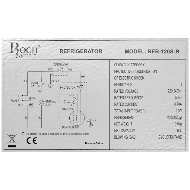 mini-réfrigérateur---roch---rfr-120s---90l---gris---garantie-6-mois