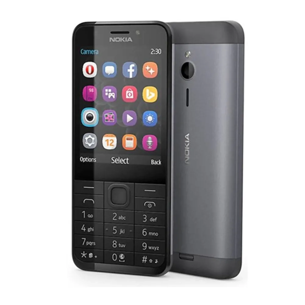 téléphone-nokia-230---16mo-ram---1200-mah---2.8"---2mp|2mp---radio---2-sim---gris---12-mois