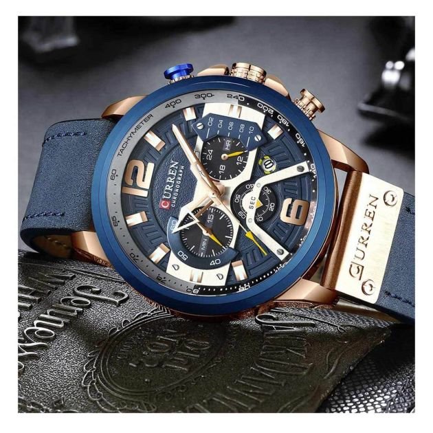 curren-montre-étanche-en-acier-inoxydable-pour-homme---doré-bleu