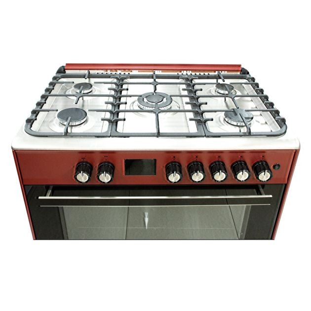 cuisinière-à-gaz---super-flame---full-option---5-feux---60-x-90-cm---sf-fg9502gbzx---grand-four---avec-panneau-de-commande-numérique---rouge---garantie-6-mois