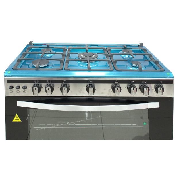 cuisinière-à-gaz-fiabtec---full-option---ft-f900-ss430-matt---5-feux---60-x-90-cm---grand-four---inox---garantie-6-mois