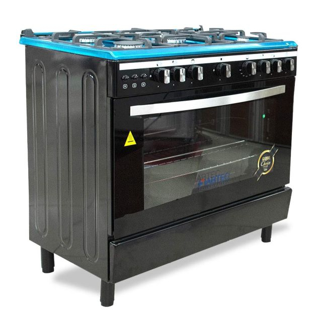 cuisinière-à-gaz-fiabtec---full-option---ft-f900-ss430-black---5-feux---60-x-90-cm---grand-four---noir---garantie-6-mois