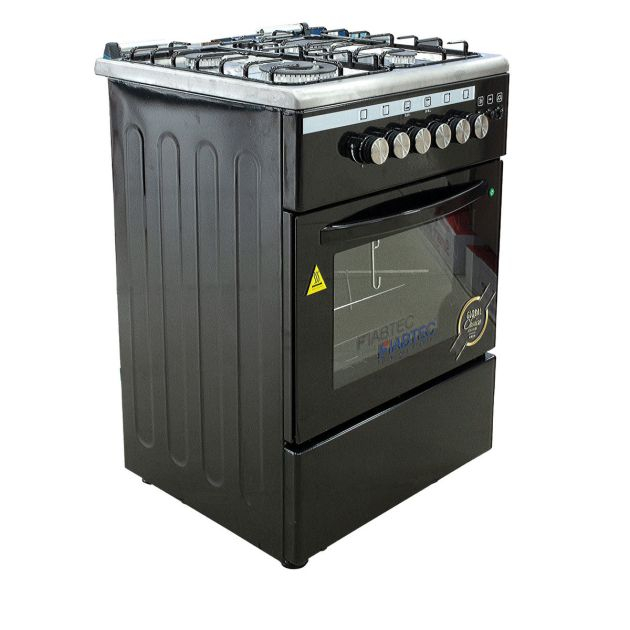 cuisinière-à-gaz-fiabtec---full-option---ft-es70-ss430---4-feux---60-x-60-cm---noir---garantie-6-moi